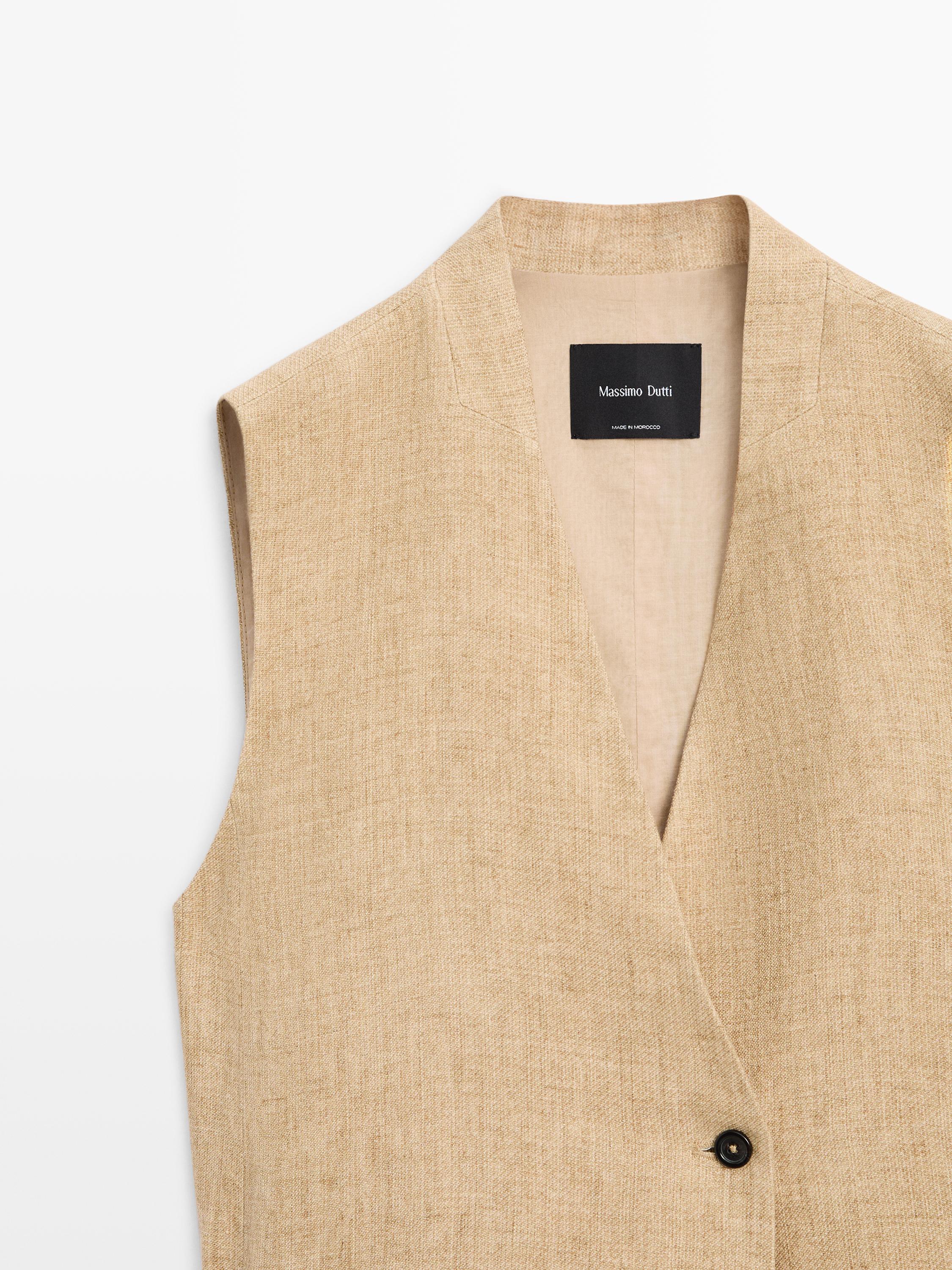 Veste sans manches croisée lin